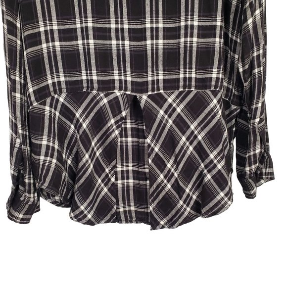 Lucky Brand Womens Size L Shirt Button Plaid Split Back Peplum Skirted Shirttail - Picture 6 of 9